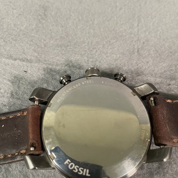 Fossil Nate Chronograph Brown Leather Men's Watch JR1424 ( NEED NEW BATTERY ) - Picture 9 of 11